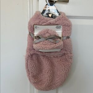 Cozy Pink Newborn Swaddle & Hat Set
